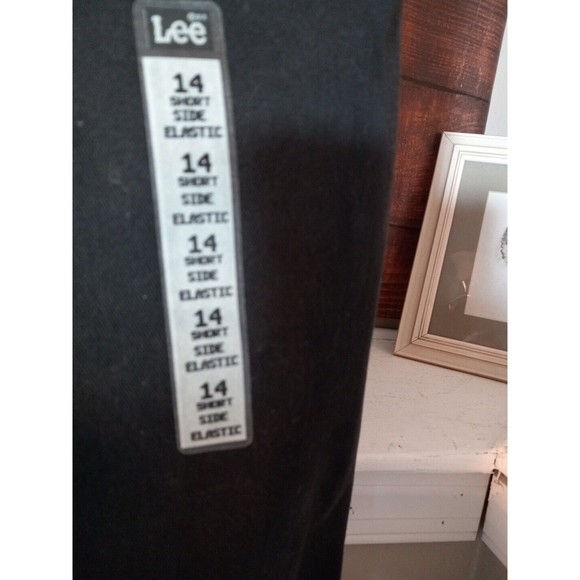 Lee Riders Womens Side Elastic Utility Black Denim Size 14 Short - Picture 7 of 10